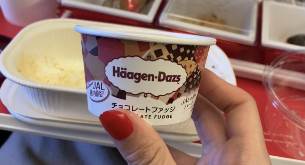 JAL機内食のデザート、ハーゲンダッツのチョコレットファッジ